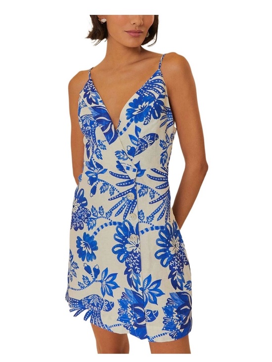 FARM Rio Dresses & Skirts - Farm Rio NWT Blue and White Floral Spaghetti Strap Mini Dress